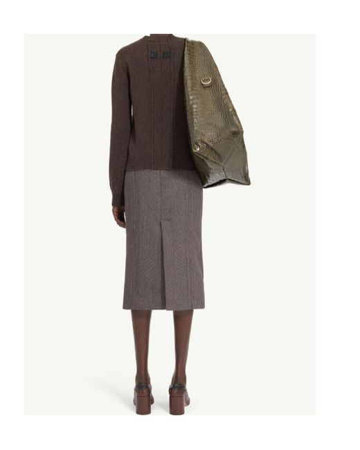 MM6 by Maison Margiela Brown V-Neck Knitted Jumper