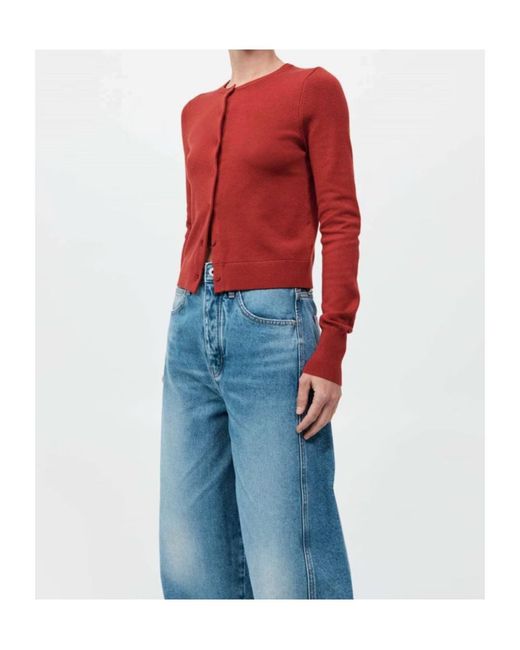 St. Agni Red Round-Neck Long-Sleeve Knitted Sweater