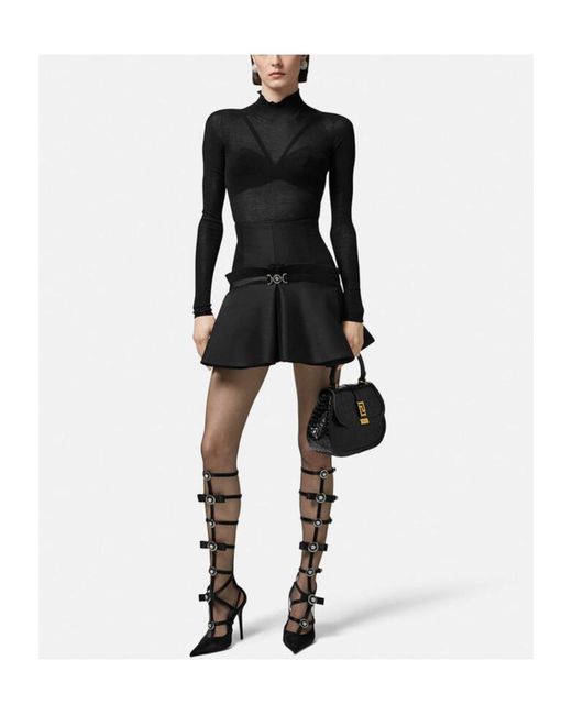 Versace Black Pleated Bustier Top