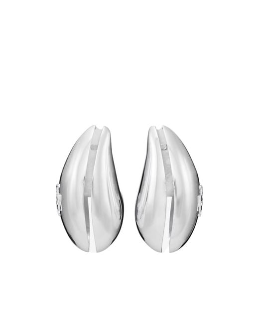 Tory Burch White Wave Clip-On Earrings