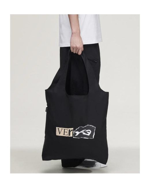 Y-3 Black Logo Detail Top Handle Bag for men