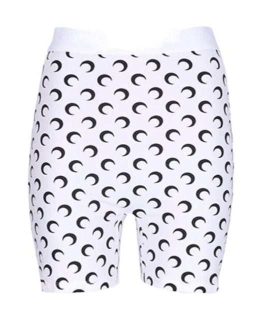 MARINE SERRE White Crescent Printed Mini Shorts