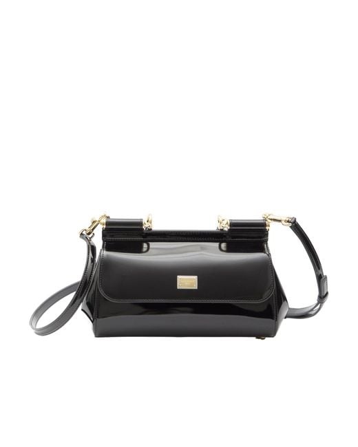 Dolce & Gabbana Black Logo Plaque Sicily Handbag