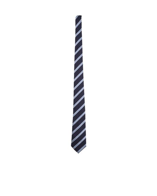 Giorgio Armani White Logo Patch Striped Tie for men