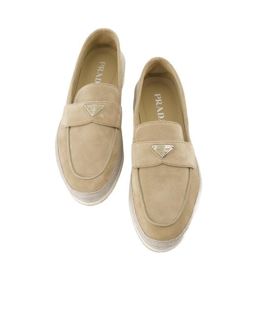 Prada White Round Head Loafer Shoes for men