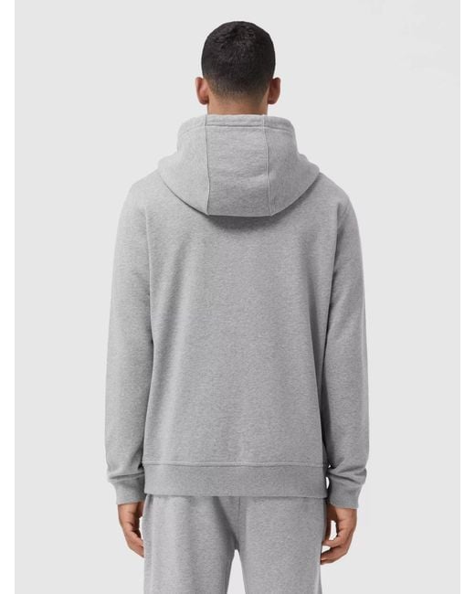Burberry Gray Icon Stripe Zipped Hoodie for men