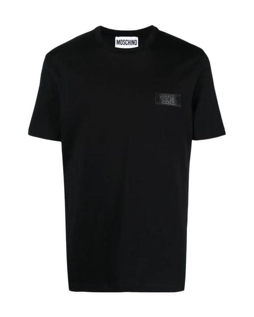 Moschino Black Logo-Appliqué Cotton T-Shirt for men