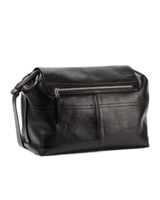Lemaire Black Week-End Gear Leather Shoulder Bag for men