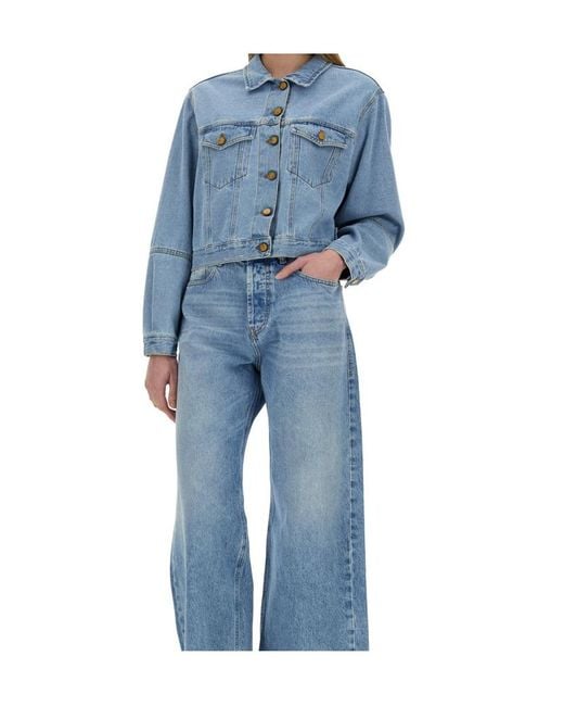 Alysi Blue Classic Button-Up Denim Jacket