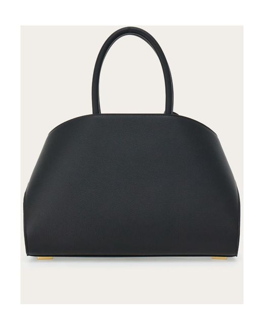 Ferragamo Black Hug Logo Printed Tote Bag