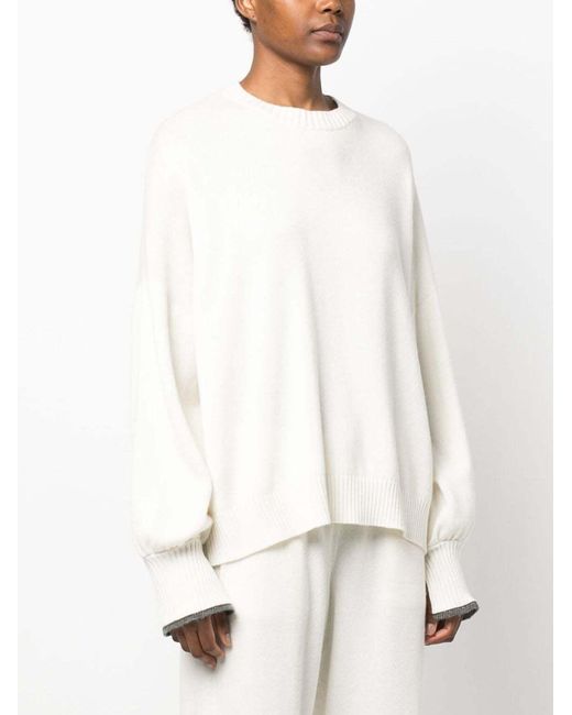Brunello Cucinelli White Crewneck Knitted Jumper