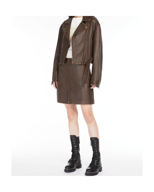 Weekend by Maxmara Brown Zip Detailed Belted Jacket