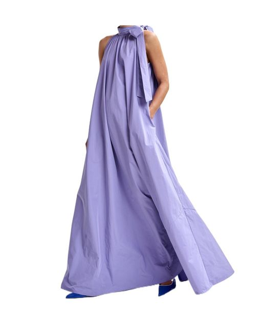 Essentiel Antwerp Purple Jayda High-Neck Bow Maxi Dress