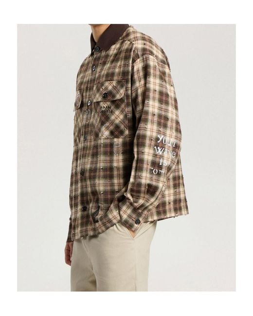 Palm Angels Brown Checked Shirt for men
