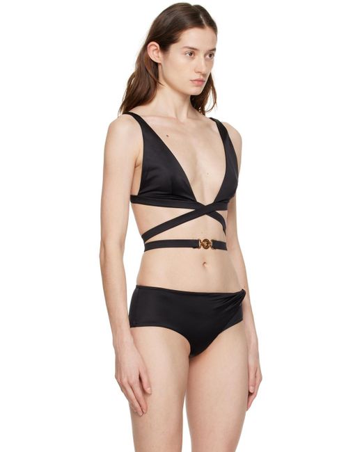 Versace Blue Logo-Embellished Bikini Top