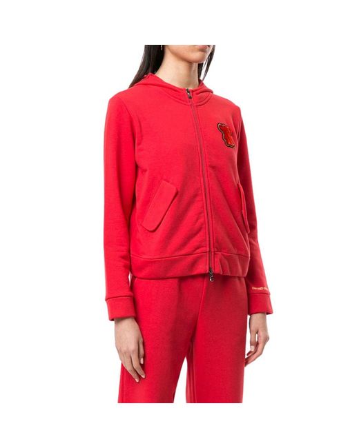 Emporio Armani Red Logo Hooded Casual Coat