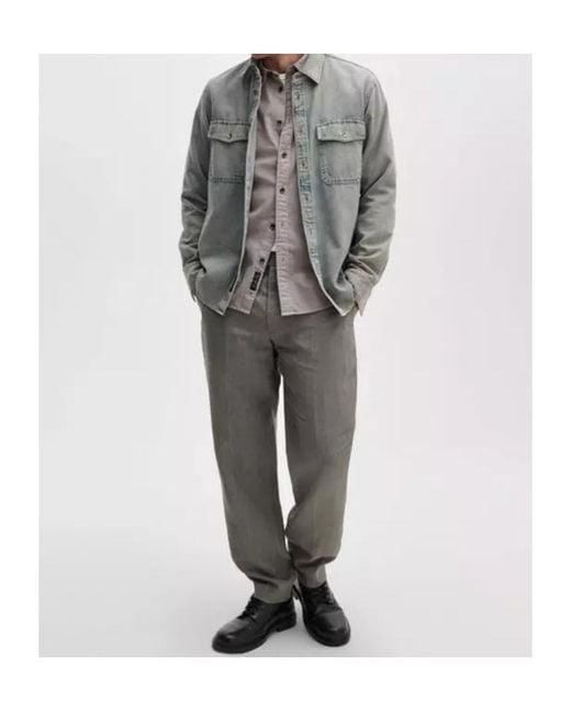 Rag & Bone Gray Evan Linen Trousers for men