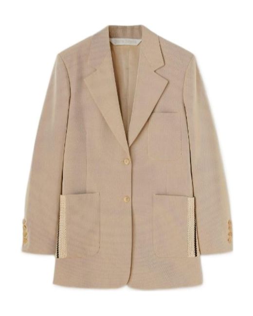 Palm Angels Natural Knit Tape Cotton Blazer