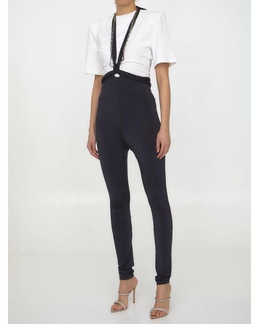 The Attico Blue The Ruby Cut Out Detailed Halterneck-Strap Leggings