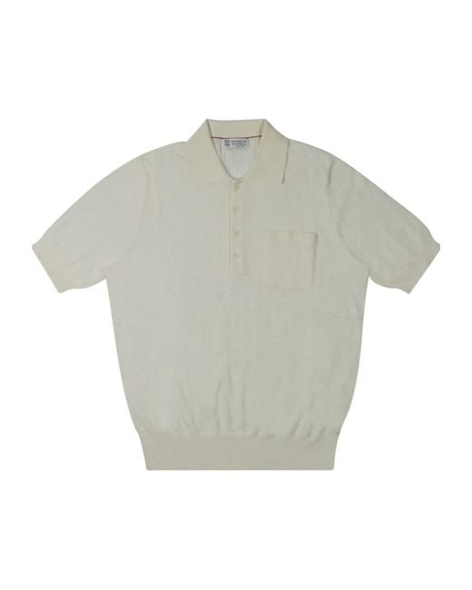 Brunello Cucinelli Gray Short-Sleeved Knit Polo Shirt for men