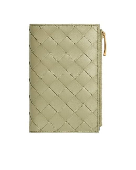 Bottega Veneta Green Intrecciato Medium Bi-Fold Wallet