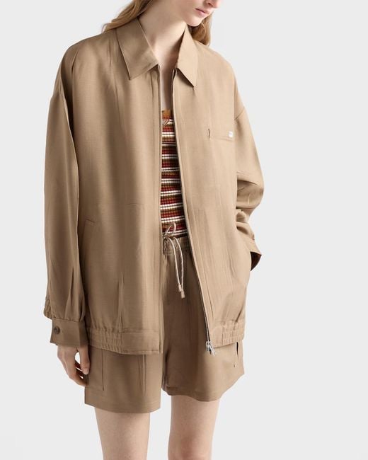 Prada Natural Wool-Mohair Tailored Jacket