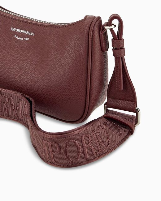 Emporio Armani Purple Pebbled Shoulder Bag With A Zip Closure And Adjustable Strap