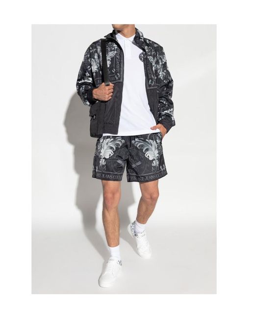 Versace Jeans White Couture Logo Print Short-Sleeved Polo Shirt for men