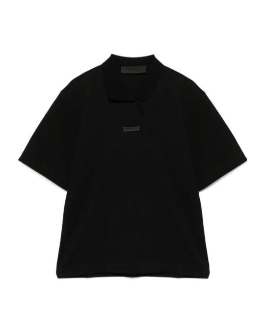 Fear Of God Black Piqué Cropped Polo Top