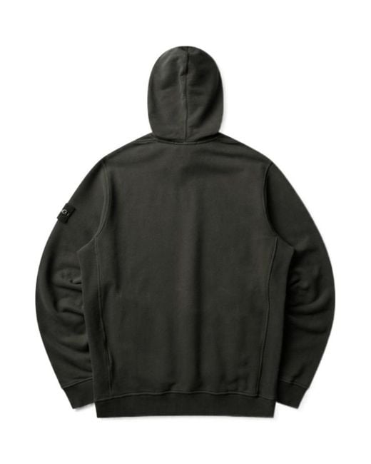 Stone Island Black Logo Patch Drawstring Hoodie for men