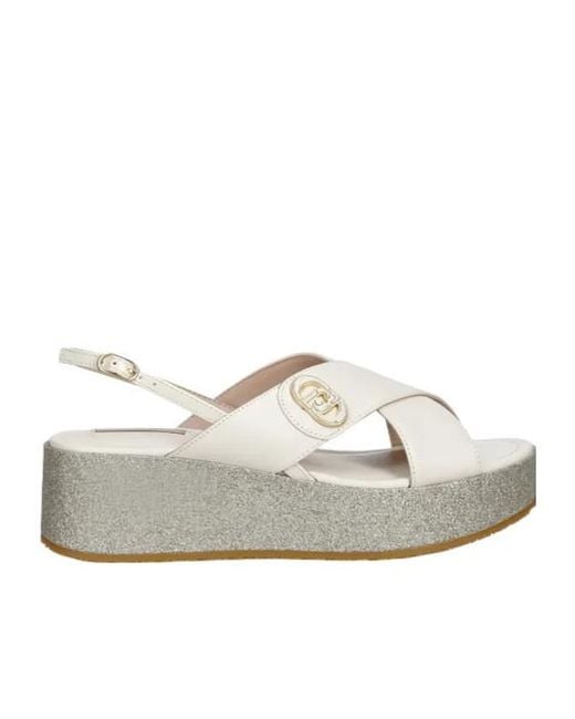 Liu Jo White Logo Plaque Open Toe Sandals