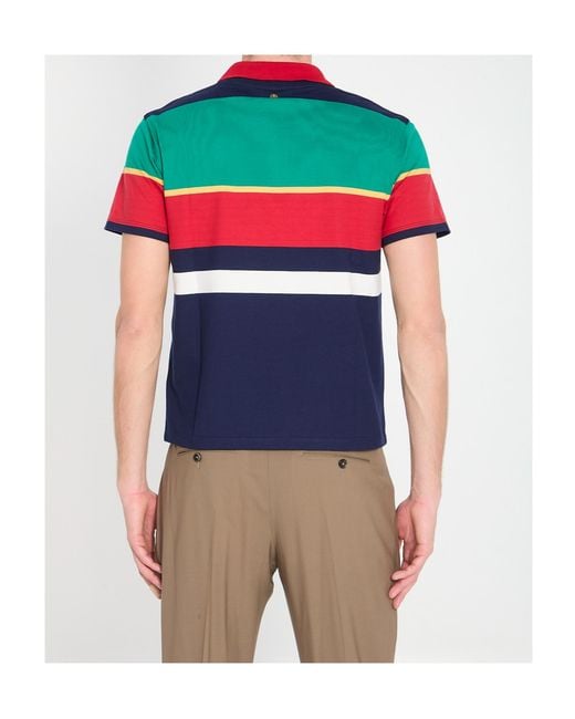 Versace Blue Striped Short-Sleeved Polo Shirt for men