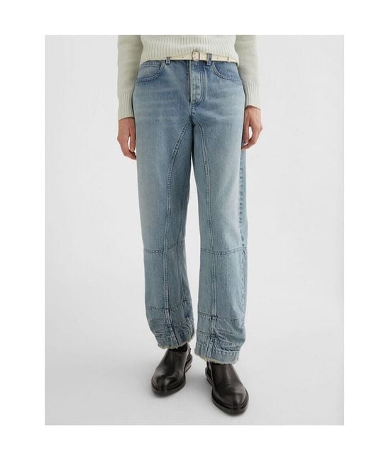 Jil Sander Blue Tapered-Leg Frayed-Hem Jeans