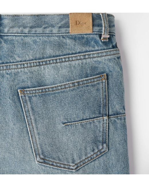 Dior Blue Patchwork Straight-Leg Jeans for men