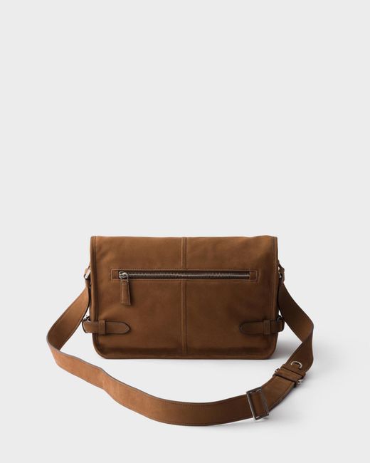 Prada Brown Nubuck Leather Shoulder Bag for men