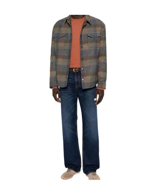 Etro Blue Logo-Patch Straight-Leg Jeans for men
