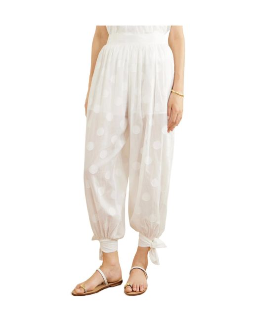 Zimmermann White Polka-Dot Cotton-Poplin Balloon Pants