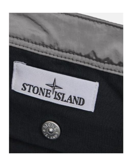 Stone Island Black Logo Patch Shopping Bag for men