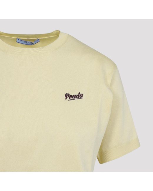 Prada White Logo Detailed Crewneck Sweater