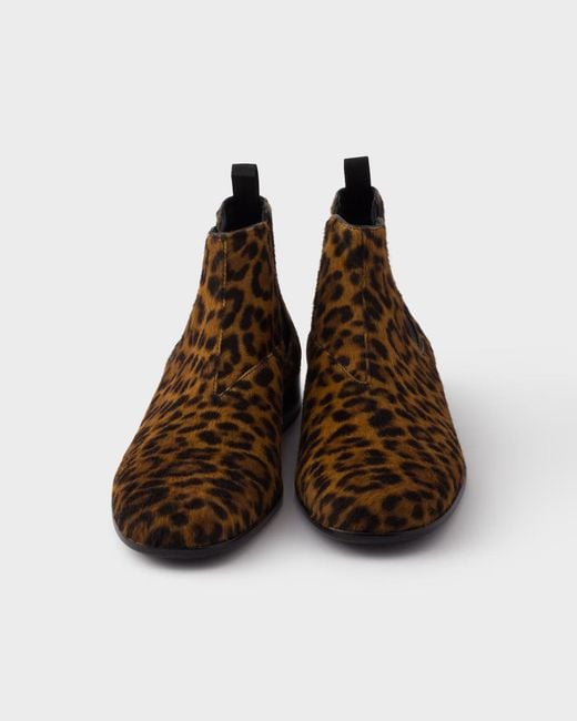 Prada Brown Printed Leather Booties