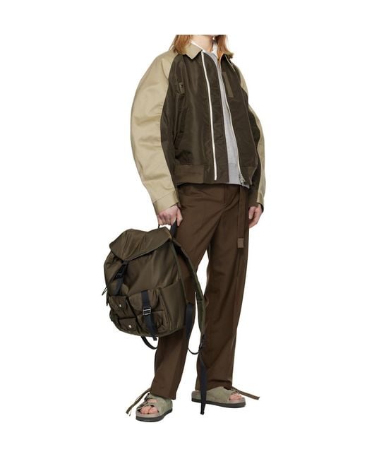 Sacai Black Multi-Pocket Backpack for men