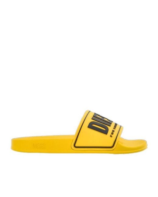 DIESEL Yellow Sa-Mayemi Logo-Print Slides for men