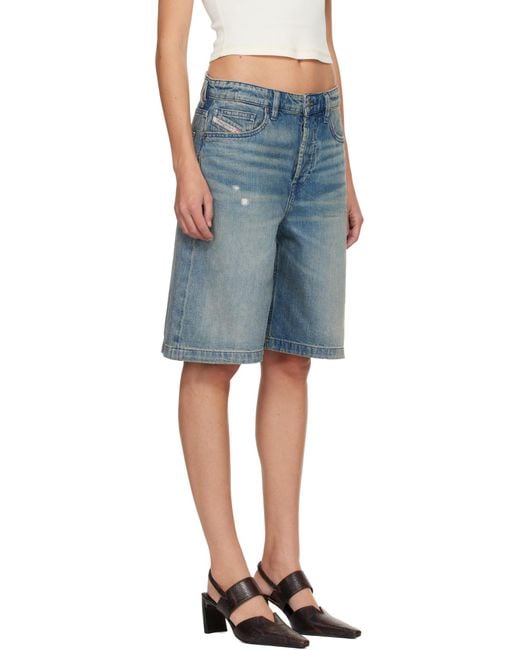 DIESEL Blue De-Sire Light-Wash Denim Shorts