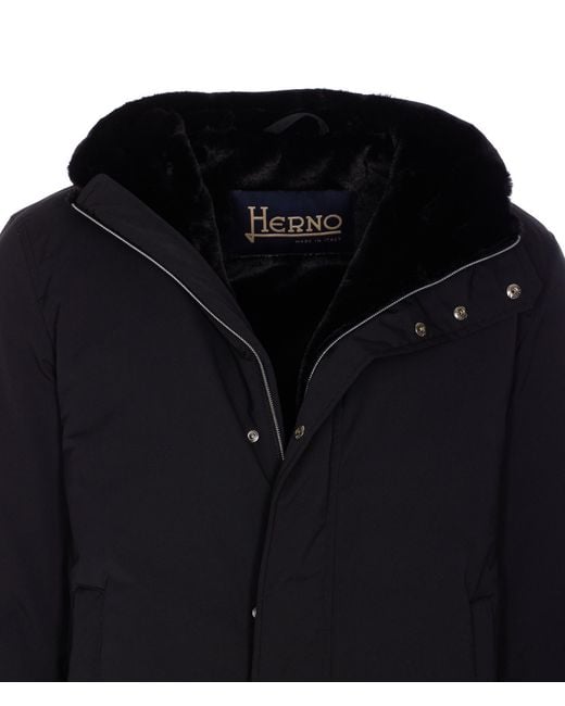 Herno Blue Hooded Padded Coat for men