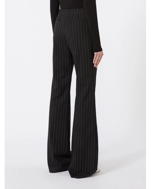 Sportmax Black Flared Pinstripe Wool Trousers