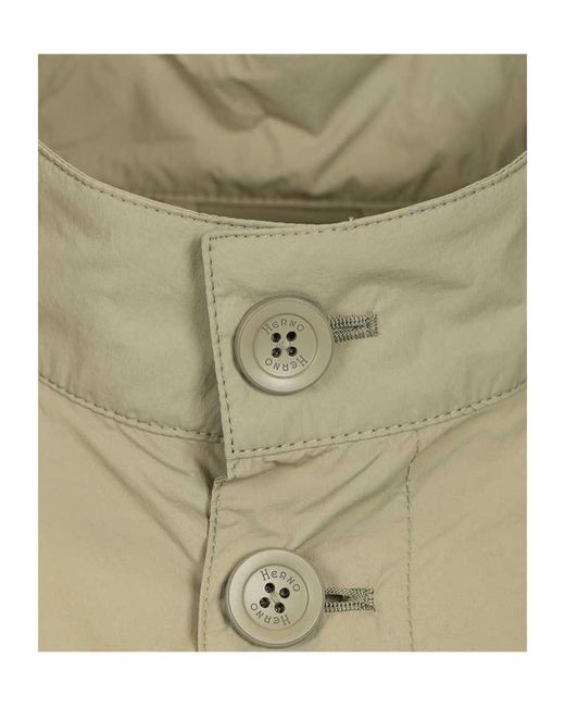 Herno Green Button-Up High Neck Jacket for men