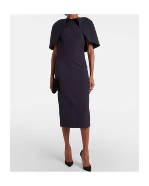 Safiyaa Blue Barb Draped Crepe Midi Dress