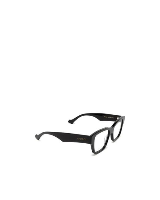 Gucci White Eyewear Rectangle Frame Glasses for men