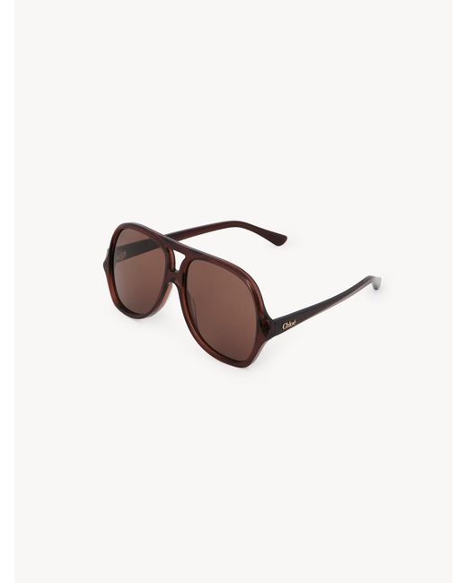 Chloé Brown Salomé Pilot-Frame Sunglasses