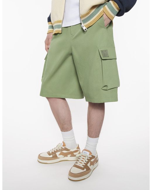 Maison Kitsuné Green Maison Kitsuné Belted Bermuda Shorts for men